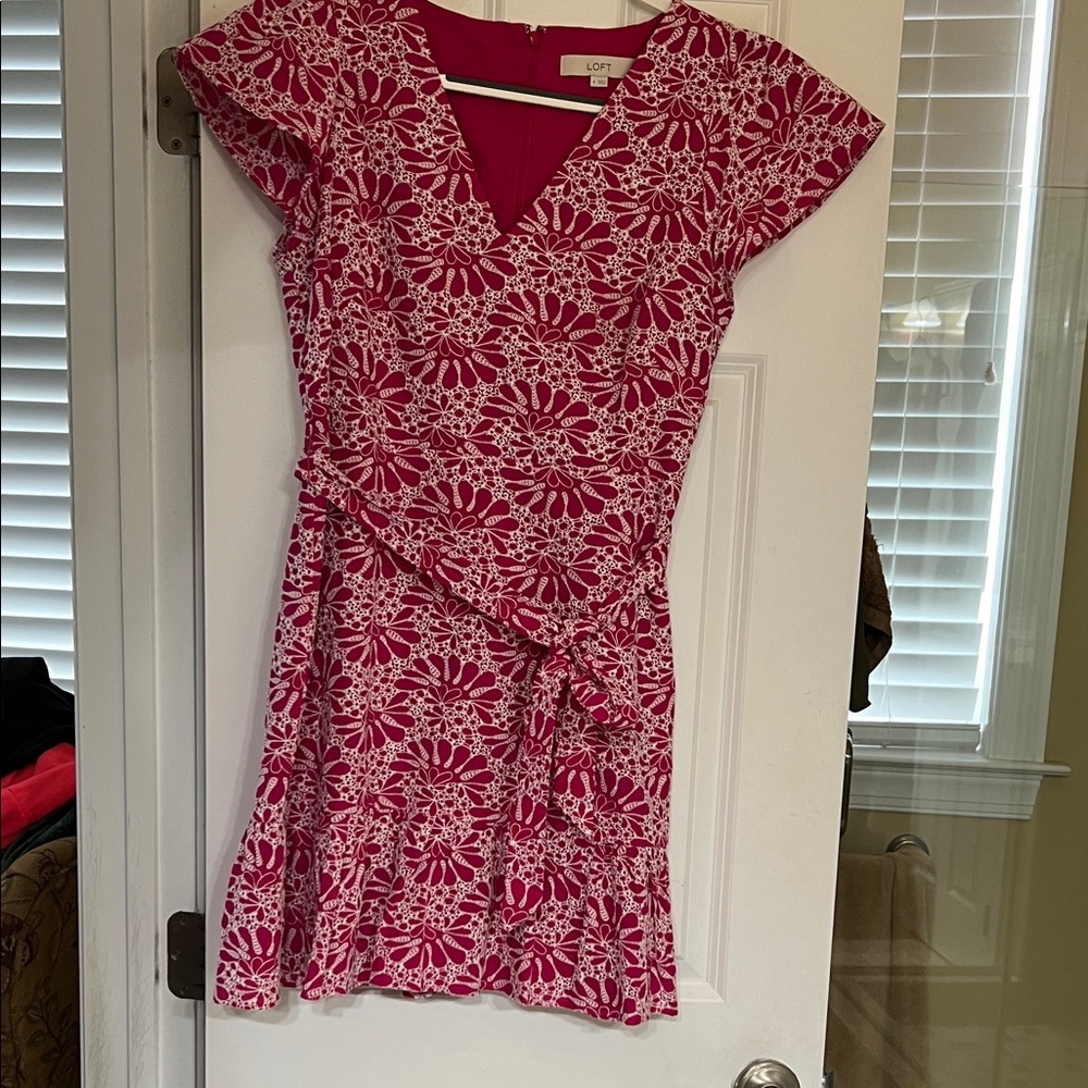 LOFT Fuchsia Floral Mini Dress